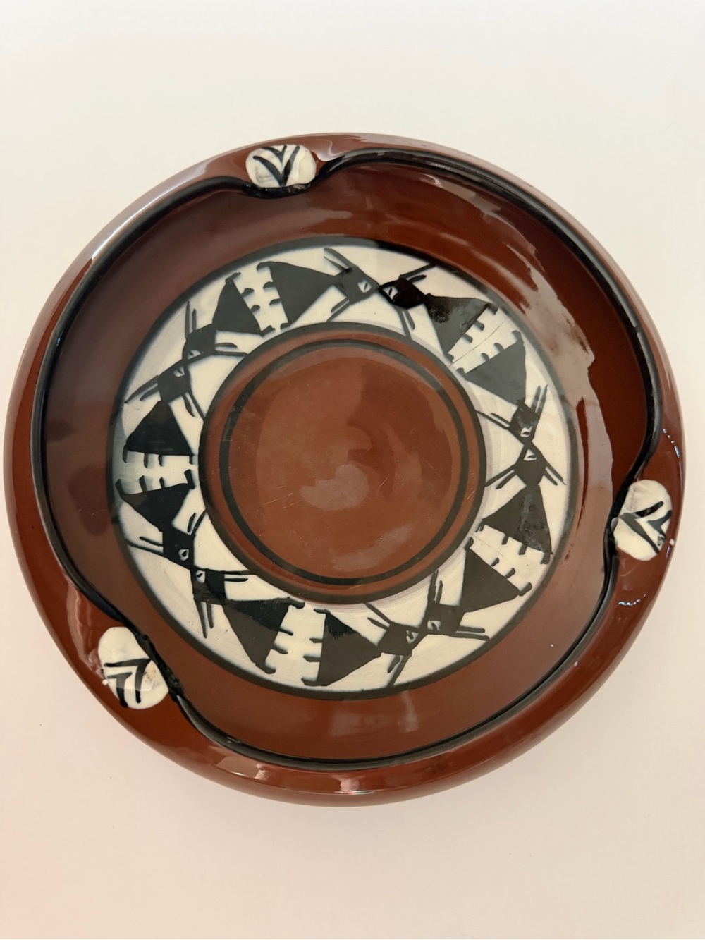 Peruvian Pottery RedWare Fish Dish Ashtray Bowl Handmade Painted 8.5”